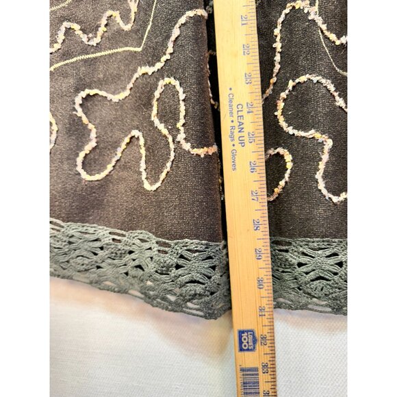 Vintage Baimijier Embroidered A-Line Skirt Size 7 Lace Hem Swirl Whimsical Goth - Picture 4 of 7